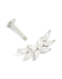 Titanium Cubic Zirconia Floral Crawler Single Flat Back Stud - link has visual effect only