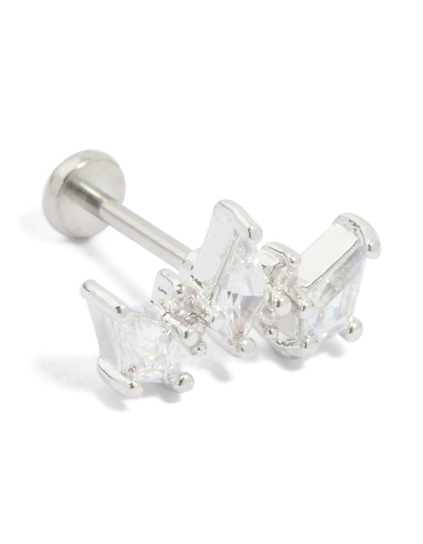 Titanium Cubic Zirconia Pointed Crawler Single Flat Back Stud