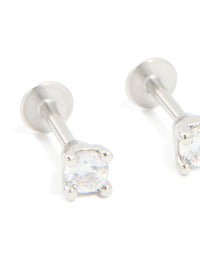 Titanium Cubic Zirconia Flat Back Earrings - link has visual effect only
