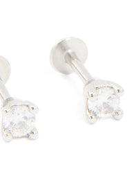Titanium Cubic Zirconia Flat Back Earrings - link has visual effect only