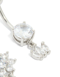 Surgical Steel Cubic Zirconia Flower Power Belly Bars - link has visual effect only