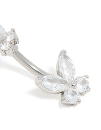 Surgical Steel Cubic Zirconia Double Butterfly Belly Bar - link has visual effect only