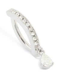 Surgical Steel Cubic Zirconia Curved Drop Belly Ring - link has visual effect only