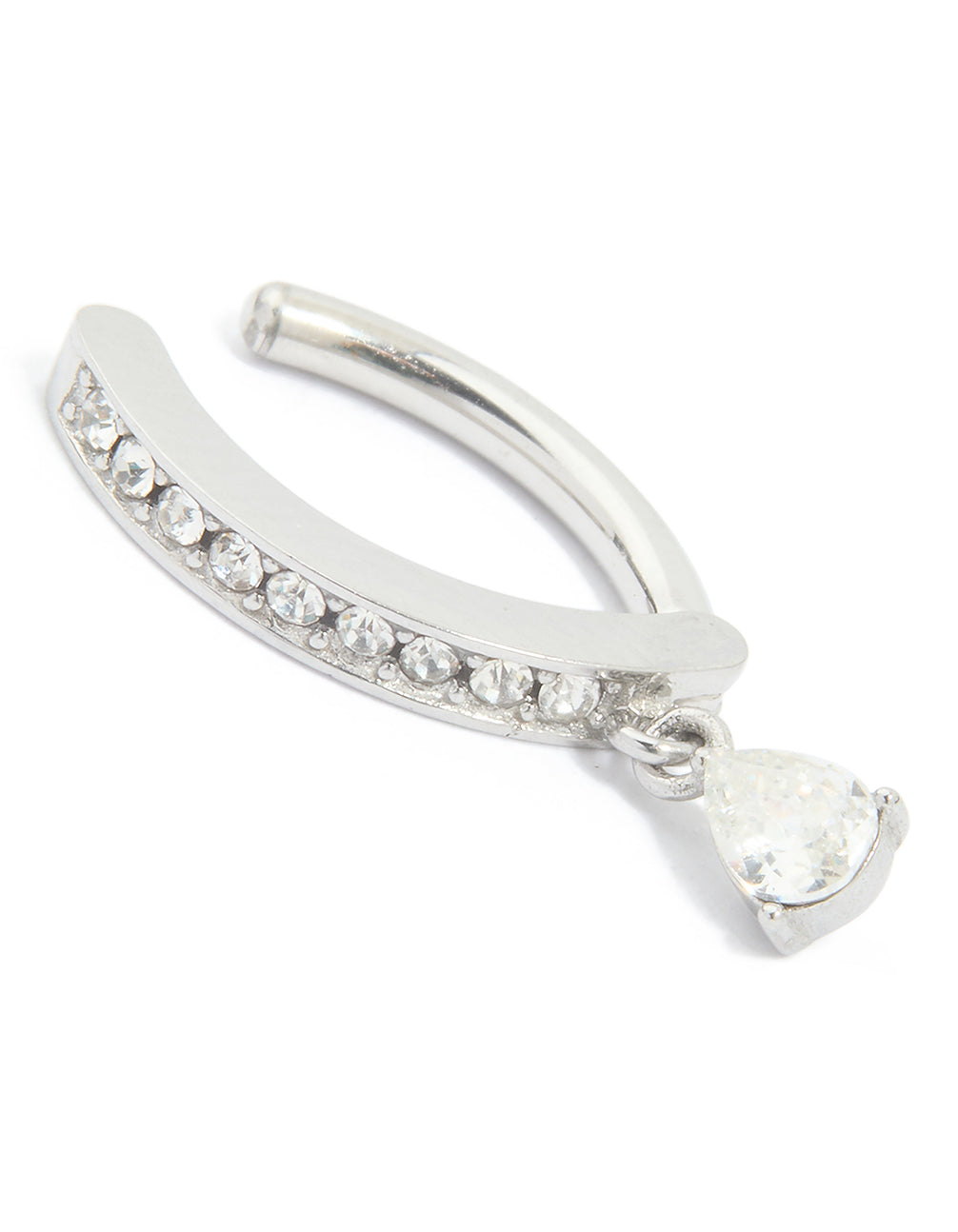 Surgical Steel Cubic Zirconia Curved Drop Belly Ring