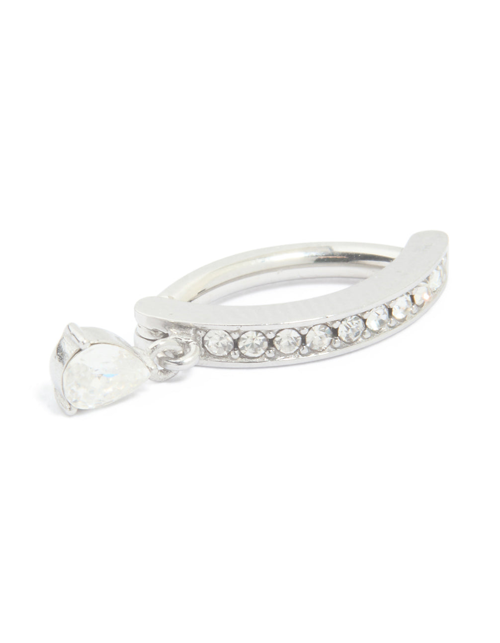 Surgical Steel Cubic Zirconia Curved Drop Belly Ring