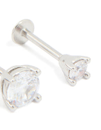 Surgical Steel Cubic Zirconia Single Flat Back Studs 3-Pack - link has visual effect only