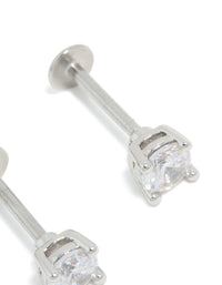 Surgical Steel 4mm Cubic Zirconia Flat Back Studs - link has visual effect only