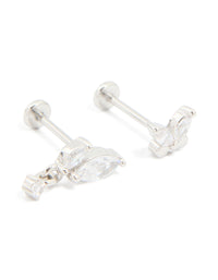 Surgical Steel Cubic Zirconia Butterfly Flat Back Earrings 3-Pack - link has visual effect only