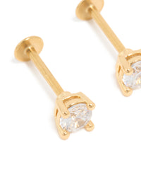 Gold Plated Surgical Steel Cubic Zirconia Flat Back Studs - link has visual effect only