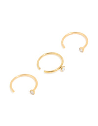 Gold Plated Surgical Steel Open Nose Rings 3-Pack - link has visual effect only