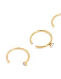 Gold Plated Surgical Steel Open Nose Rings 3-Pack - link has visual effect only