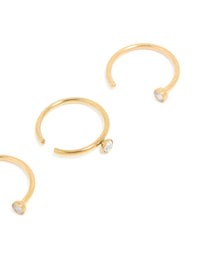 Gold Plated Surgical Steel Open Nose Rings 3-Pack - link has visual effect only