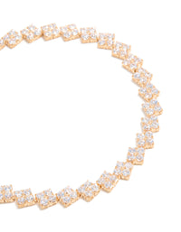 Gold Cubic Zirconia Rectangular Tennis Bracelet - link has visual effect only