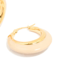 Waterproof Gold Plated Stainless Steel Short Enamel Hoop Earrings - link has visual effect only