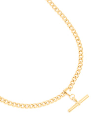 Waterproof Gold Plated Stainless Steel T Bar Short Necklace - link has visual effect only