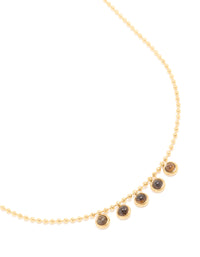Waterproof Gold Plated Stainless Steel Bezel Tiger's Eye Semi Precious Stone Necklace - link has visual effect only