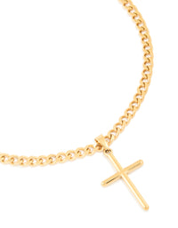Waterproof Gold Plated Stainless Steel Smooth Plain Cross Necklace - link has visual effect only
