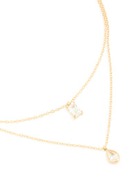 Waterproof Gold Plated Stainless Steel Cubic Zirconia Layered Necklace - link has visual effect only