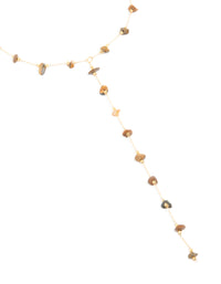 Waterproof Gold Plated Stainless Steel Tigers Eye Semi Precious Stone Y-Necklace - link has visual effect only