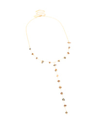 Waterproof Gold Plated Stainless Steel Tigers Eye Semi Precious Stone Y-Necklace - link has visual effect only