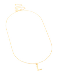 Waterproof Gold Plated Stainless Steel Bamboo Letter L Necklace - link has visual effect only
