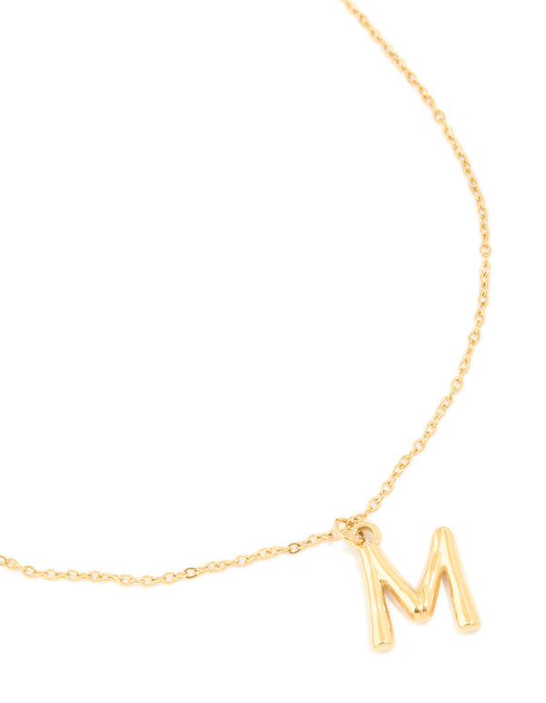 Waterproof Gold Plated Stainless Steel Bamboo Letter M Necklace