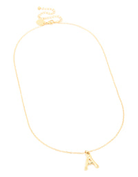 Waterproof Gold Plated Stainless Steel Bamboo Letter A Necklace - link has visual effect only