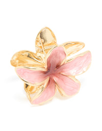 Gold Dusty Pink Enamel Frangipani Flower Claw Clip - link has visual effect only
