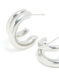 Waterproof Stainless Steel Double Illusion Open Hoop Earrings - link has visual effect only