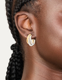 Waterproof Mixed Metal Plated Stainless Steel Large Trio Illusion Hoop Earrings - link has visual effect only