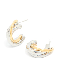 Waterproof Mixed Metal Plated Stainless Steel Large Trio Illusion Hoop Earrings - link has visual effect only
