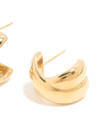 Waterproof Gold Plated Stainless Steel Double Cross Over Illusion Hoop Earrings - link has visual effect only