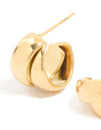 Waterproof Gold Plated Stainless Steel Wrapped Illusion Hoop Earrings - link has visual effect only