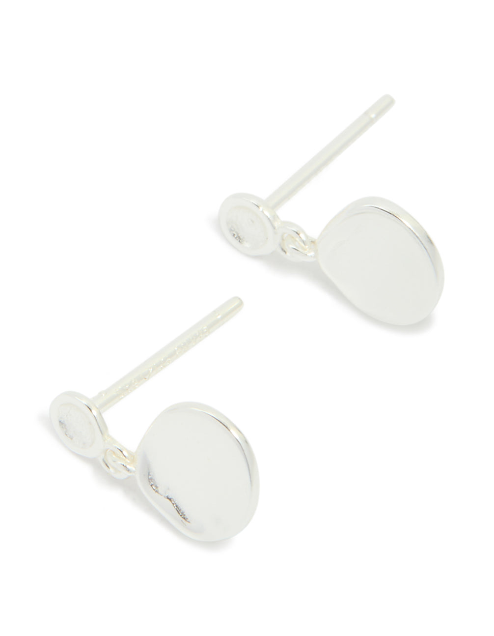 Sterling Silver Round Drop Stud Earrings