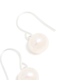 Sterling Silver Pearl Drop Hook Earrings - link has visual effect only