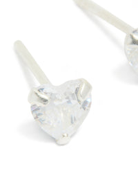 Sterling Silver Cubic Zirconia Heart Stud Earrings - link has visual effect only