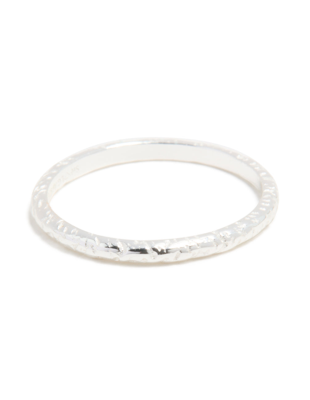 Showcasing a sterling silver molten ring front view