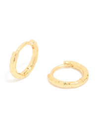 Gold Plated Sterling Silver Molten Clicker Hoop Earrings - link has visual effect only