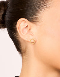 Gold Plated Sterling Silver Molten Circle Stud Earrings - link has visual effect only