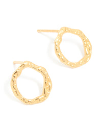 Gold Plated Sterling Silver Molten Circle Stud Earrings - link has visual effect only