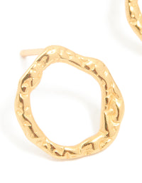Gold Plated Sterling Silver Molten Circle Stud Earrings - link has visual effect only