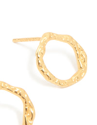 Gold Plated Sterling Silver Molten Circle Stud Earrings - link has visual effect only