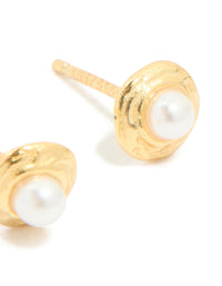 Gold Plated Sterling Silver Pearl Stud Earrings - link has visual effect only