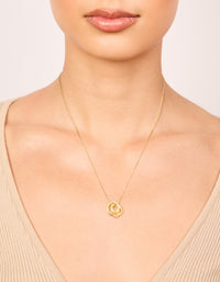 Waterproof Gold Plated Stainless Steel Cubic Zirconia Triple Circle Link Necklace - link has visual effect only
