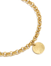 Waterproof Gold Plated Stainless Steel Disc Toggle Chain Bracelet - link has visual effect only
