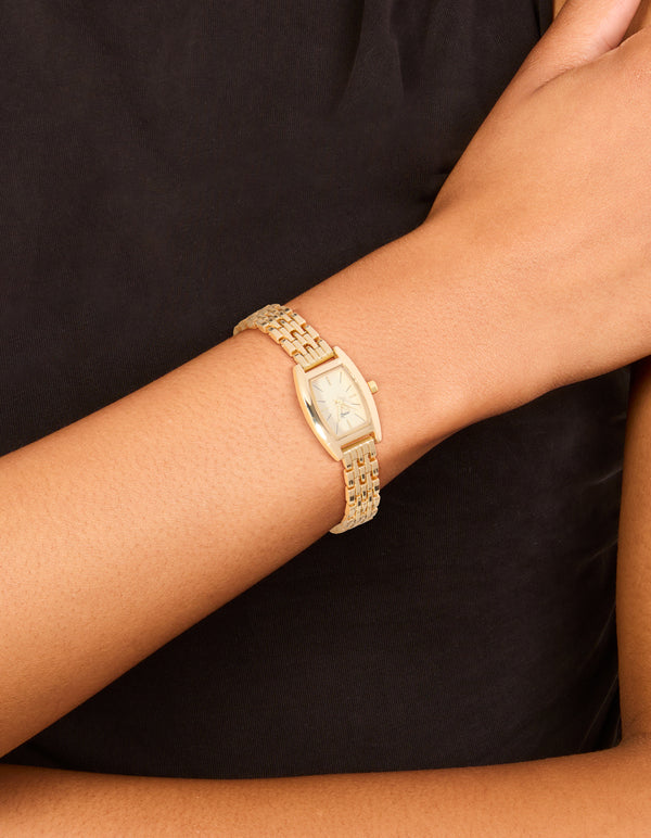 Gold Mini Rectangular Watch