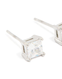 Mens Waterproof Stainless Steel Cubic Zirconia Small Square Stud Earrings - link has visual effect only