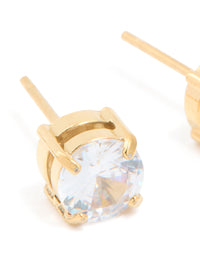 Mens Waterproof Gold Plated Stainless Steel Small Round Cubic Zirconia Stud Earrings - link has visual effect only