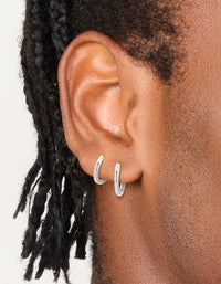 Mens Waterproof Stainless Steel Mixed Size Huggie Earrings 2 Pack - link has visual effect only