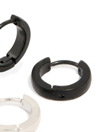 Men's Waterproof Mixed Metal Stainless Steel Huggie Earrings 2 Pack - link has visual effect only